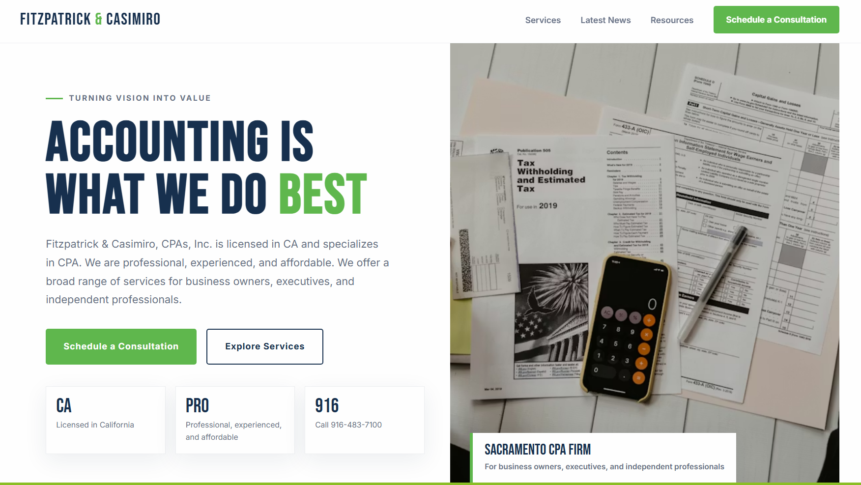 Screenshot of the rebuilt Fitzpatrick CPAs website demo