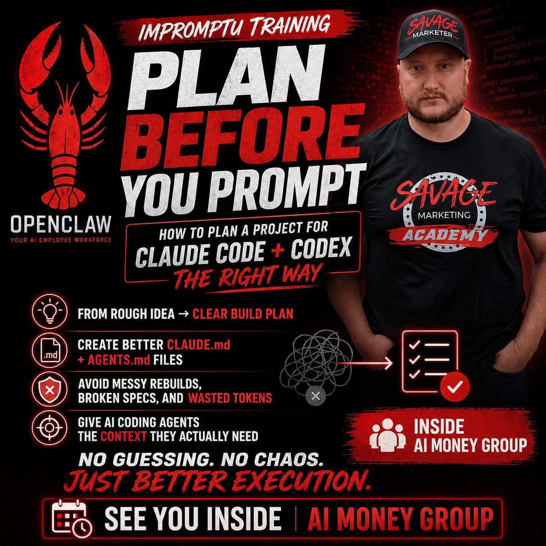 Plan Before You Prompt training graphic for Claude Code and Codex planning
